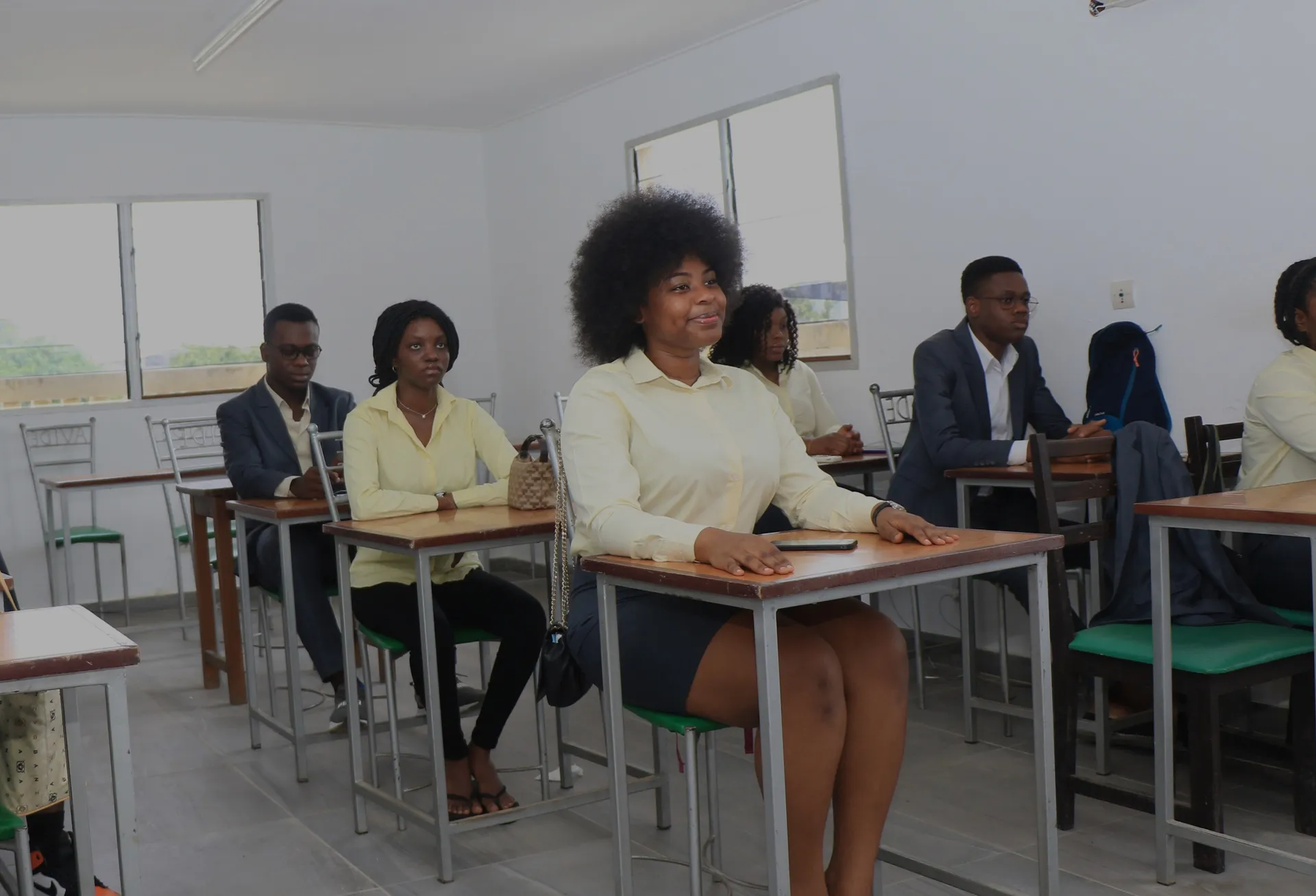 African Vision International University students in a classroom on campus