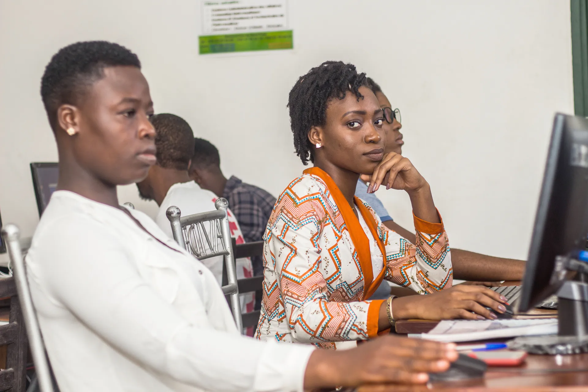 African Vision International University students learning in a computer classroom